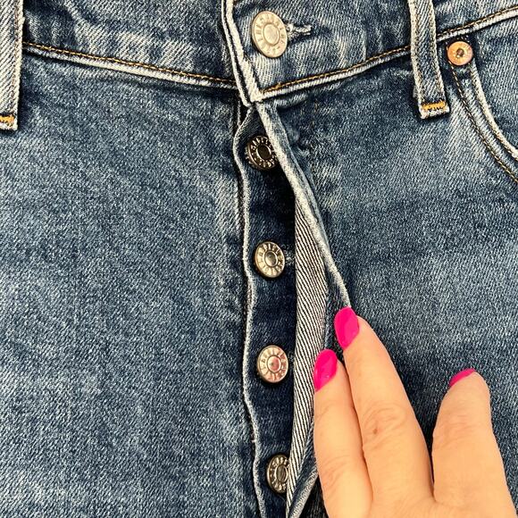 Agolde Button Fly Tapered Leg Nico Denim High Rise Blue Jeans Blue Size 30 Retro - Picture 6 of 12